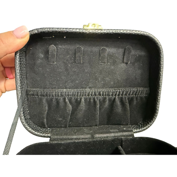 Black Pebbeled Faux Leather Travel Jewelry Organizer - Picture 3 of 11